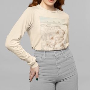 Pyramids of Giza VTG Topographic Map Long Sleeve Graphic Tee T-shirt S M L XL